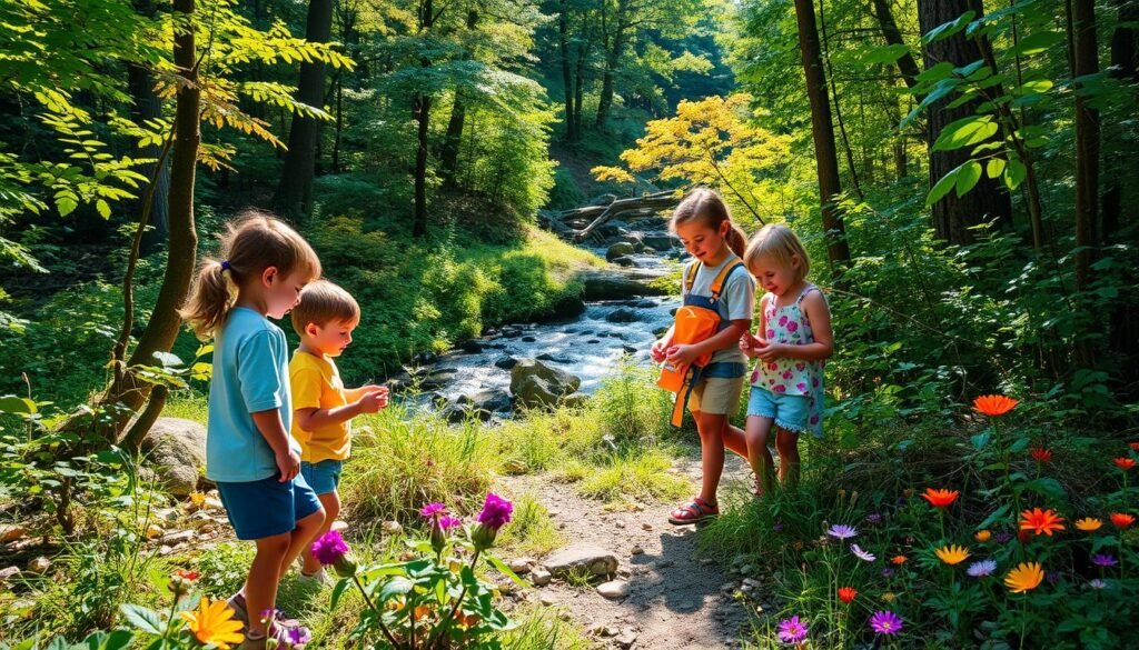 Family exploring nature